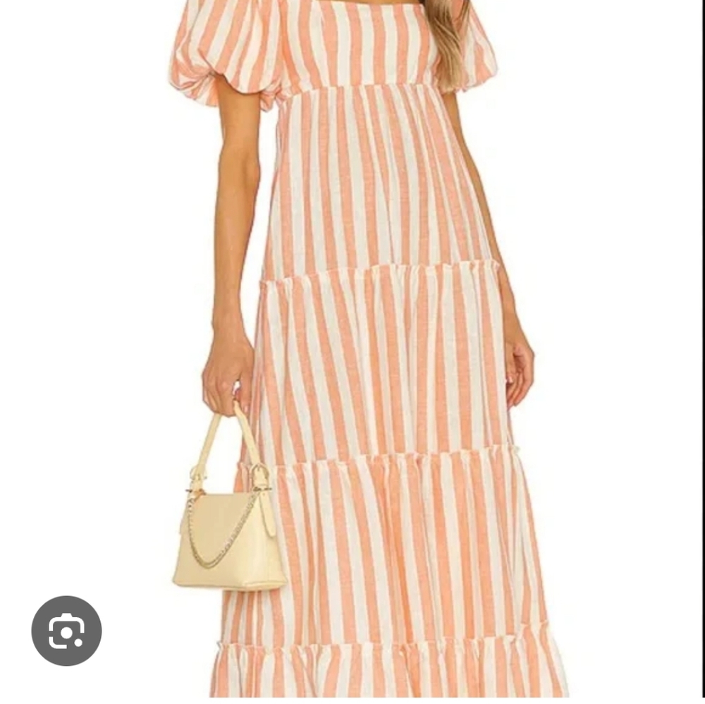 Show Me Your MuMu Striped Pink/Orange and White Maxi Dress Size M - Picture 2 of 6